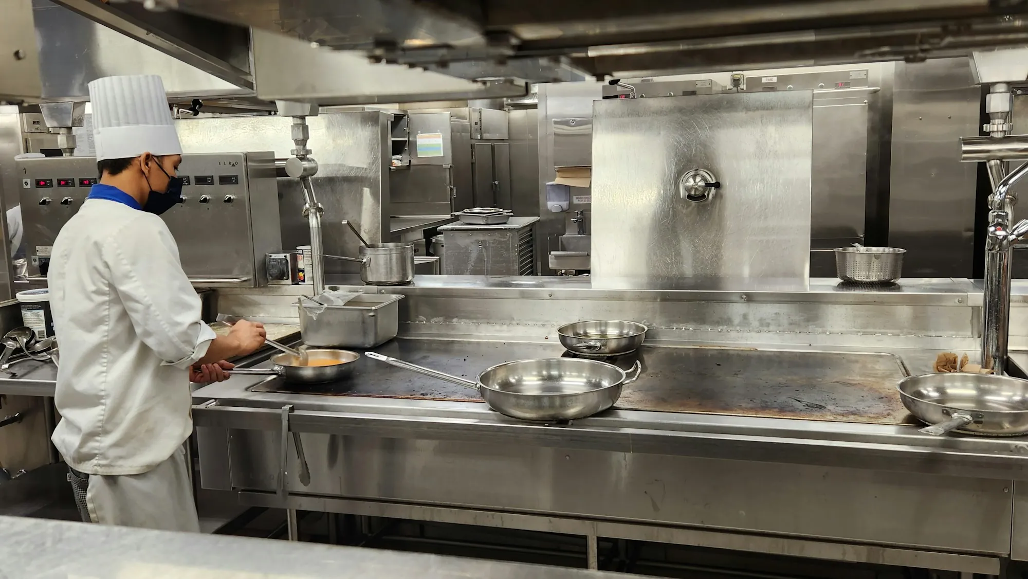 Commercial Water Filtration in Newport Beach Chef cooking in a stainless steel commercial kitchen